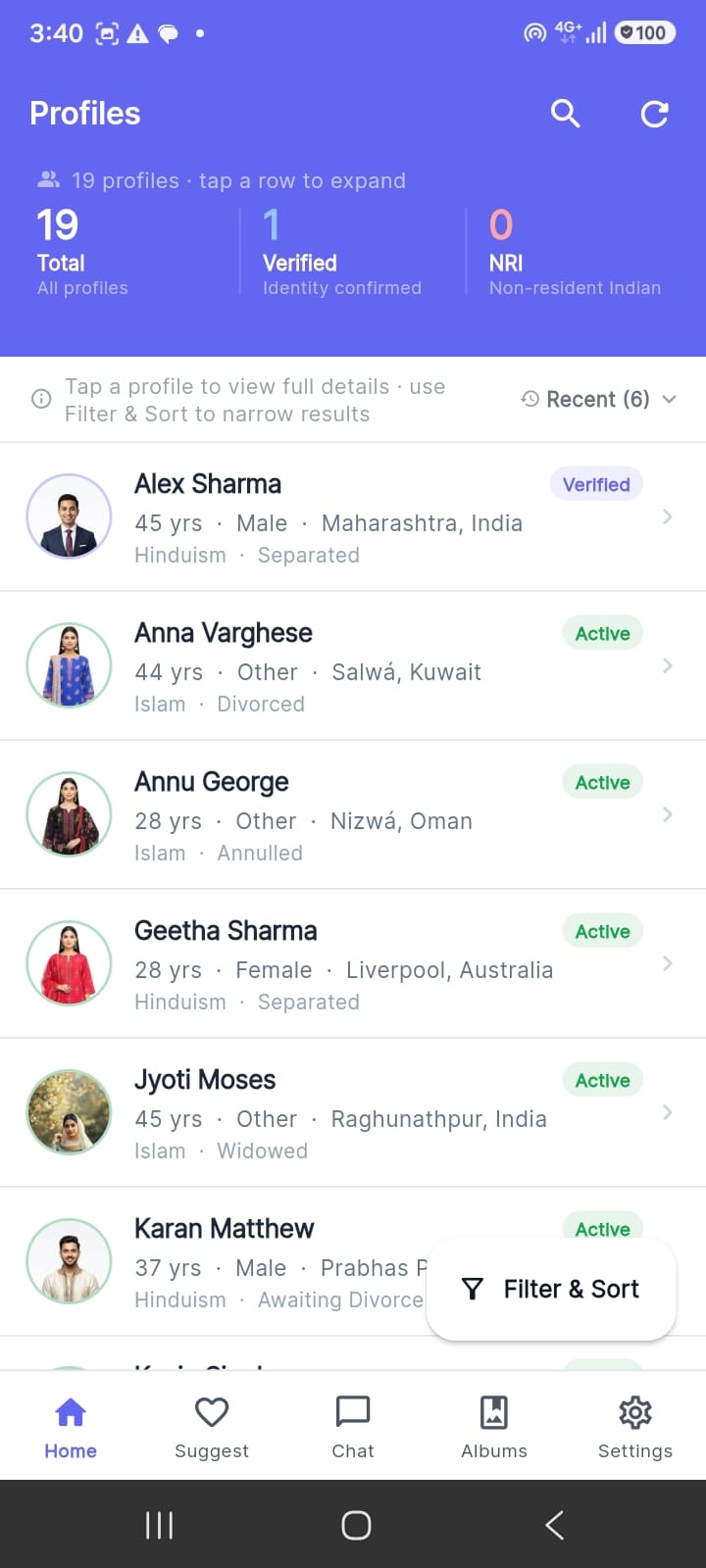 Matchdiary Business App — Profile Management